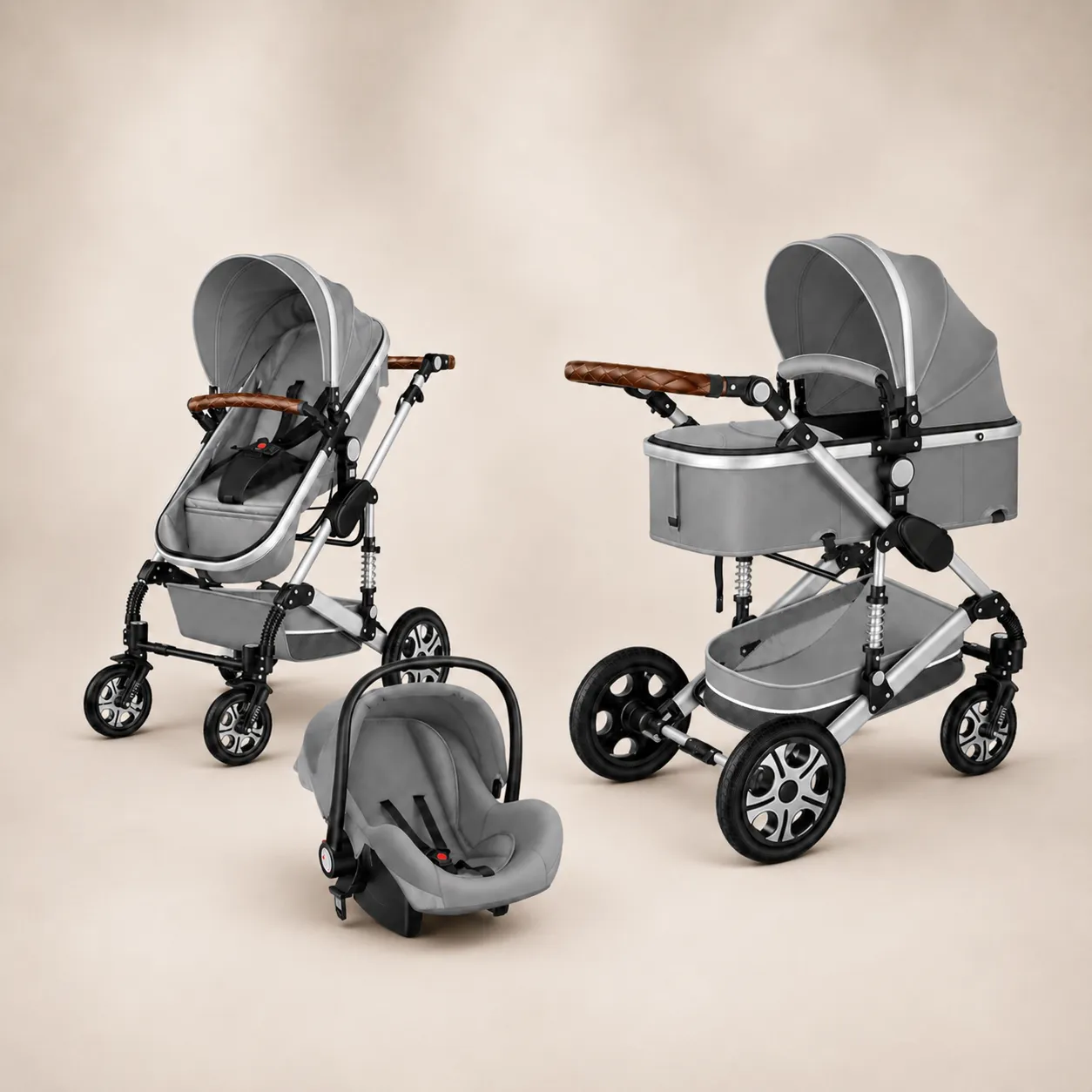 Luxe 3-in-1 Kinderwagen Grijs