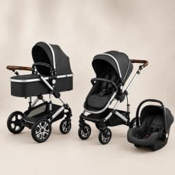 Luxe 3-in-1 Kinderwagen Donkergrijs 1