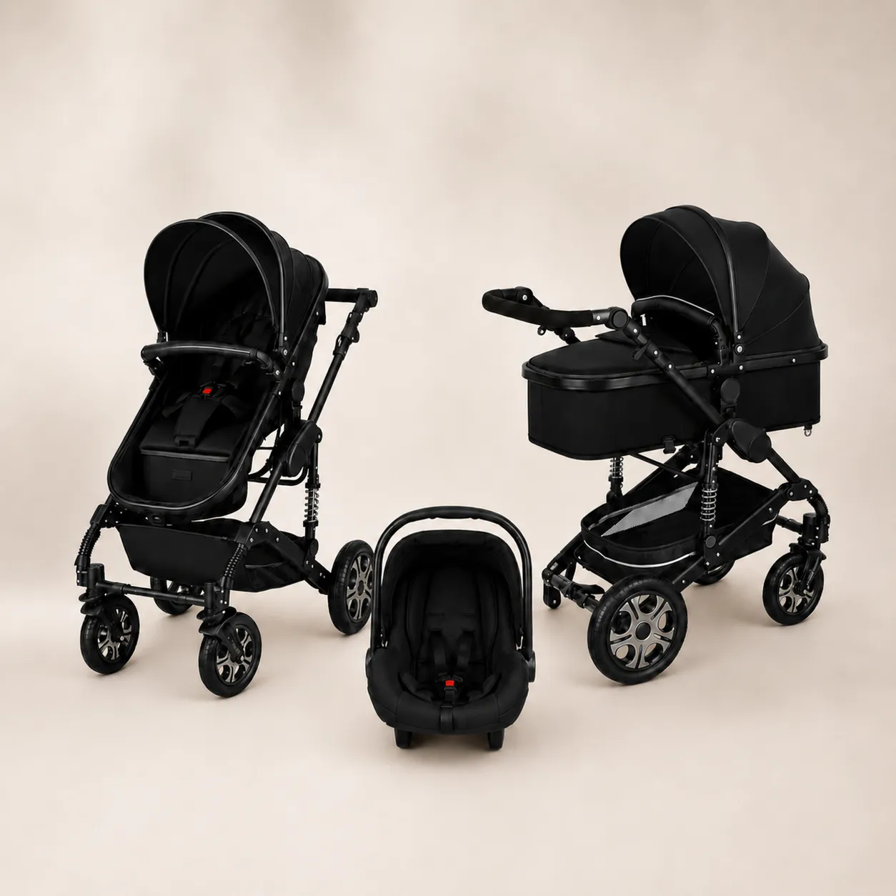 Luxe 3-in-1 Kinderwagen Zwart - afbeelding 1