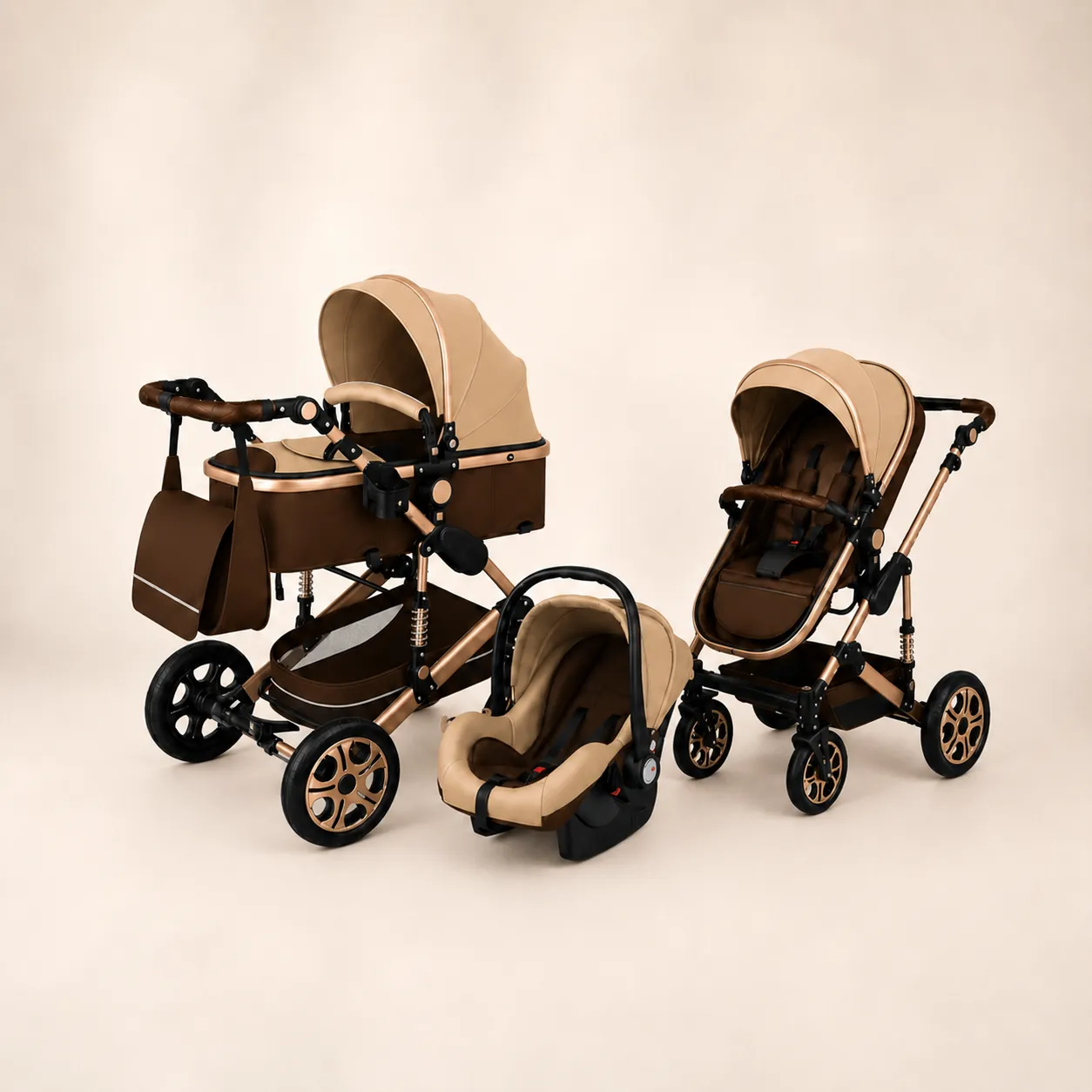 Luxe 3-in-1 Kinderwagen Chocolate - afbeelding 1