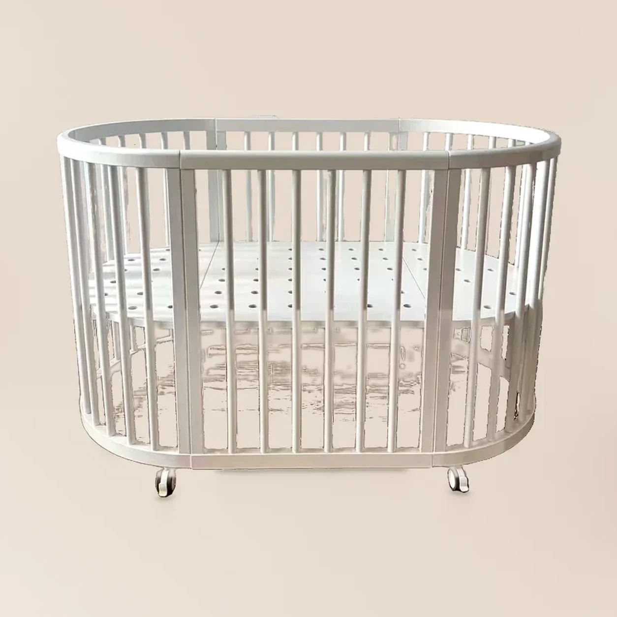 Babybox Ovaal Hout - Ovale Grondbox met Wielen