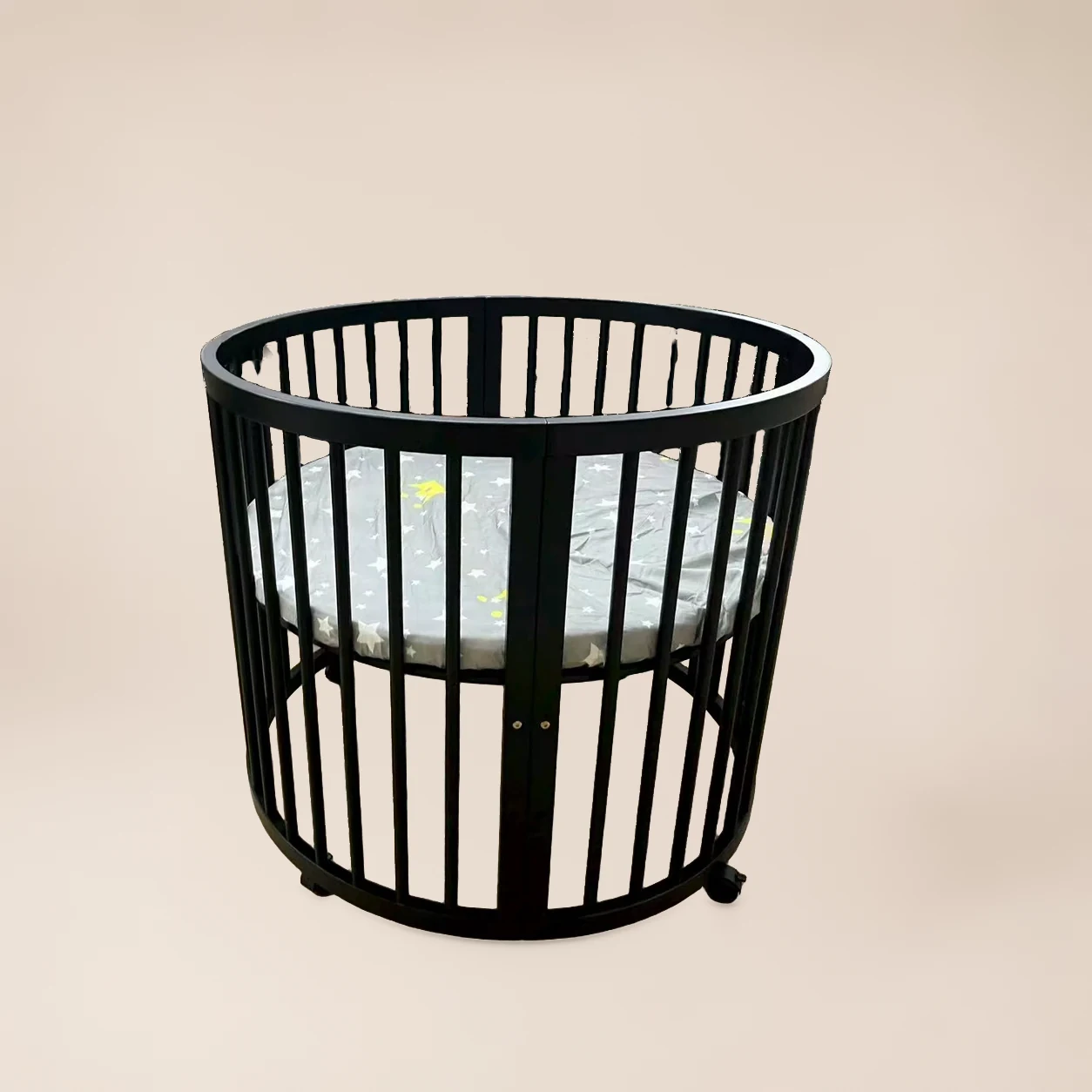 Babybox Rond Hout - Ronde Grondbox met Wielen 2