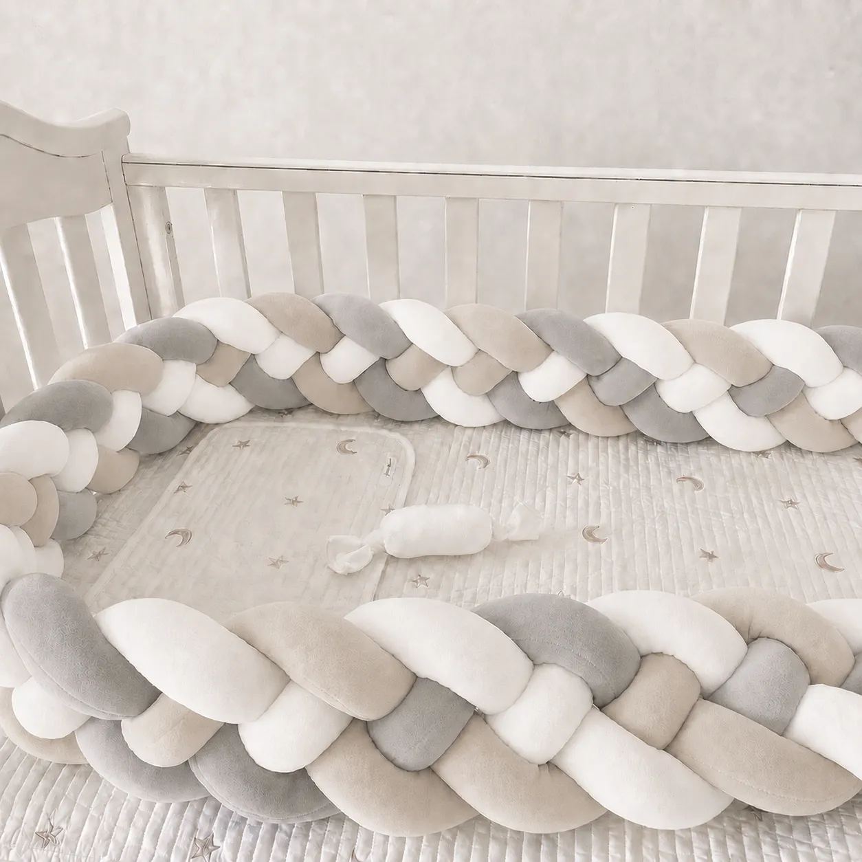 Bedomrander Baby Gevlochten Beige/Wit
