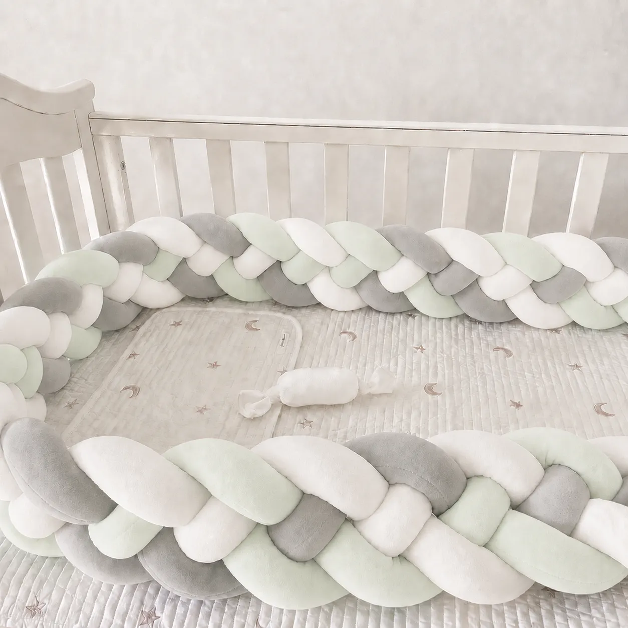 Bedomrander Baby Gevlochten Grijs/Groen