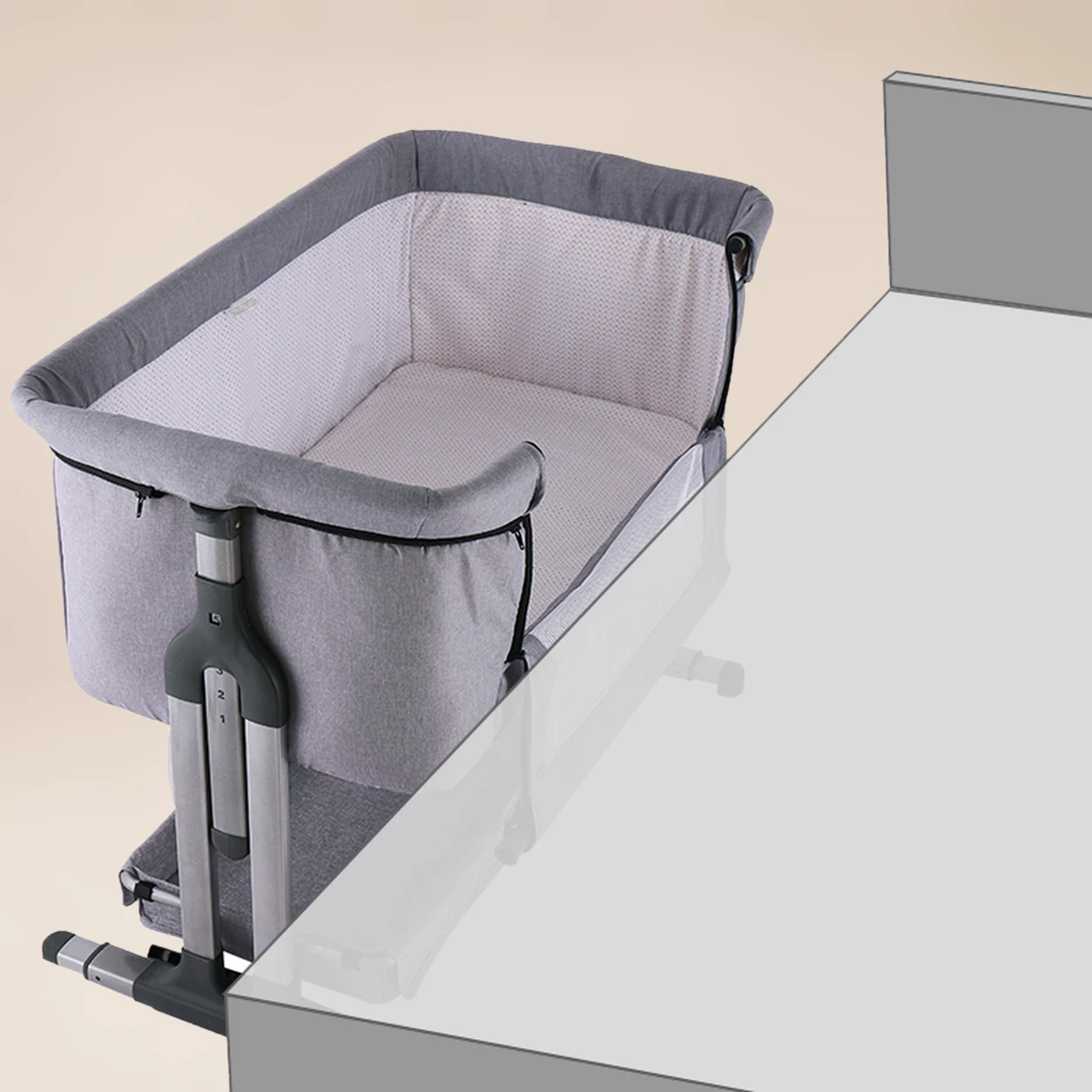 Co-sleeper Baby Aanschuifbed Grijs – 6 Hoogtestanden 2