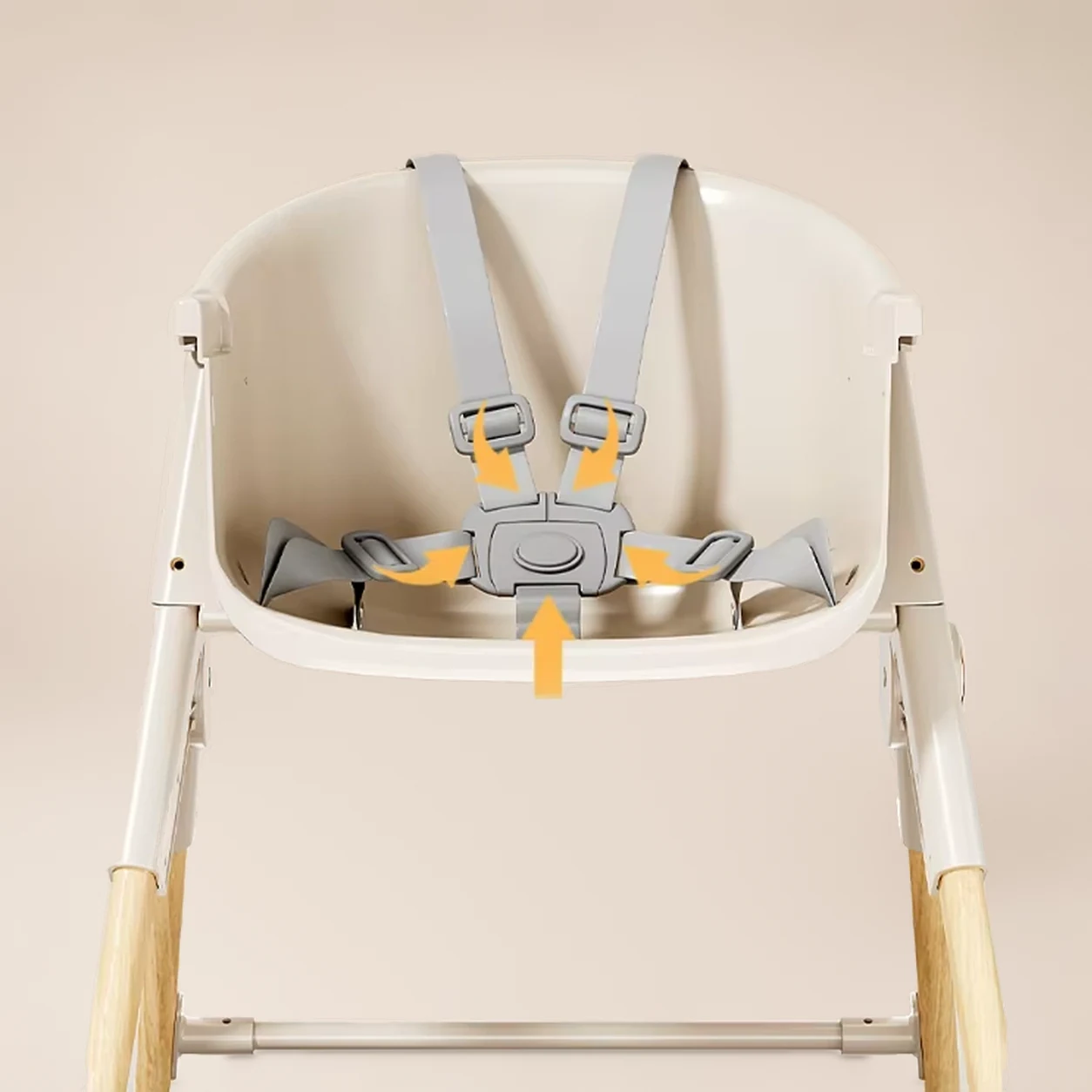 Kinderstoel Inklapbaar Hout Beige – Eetstoel met Wielen en Afneembaar Blad 5