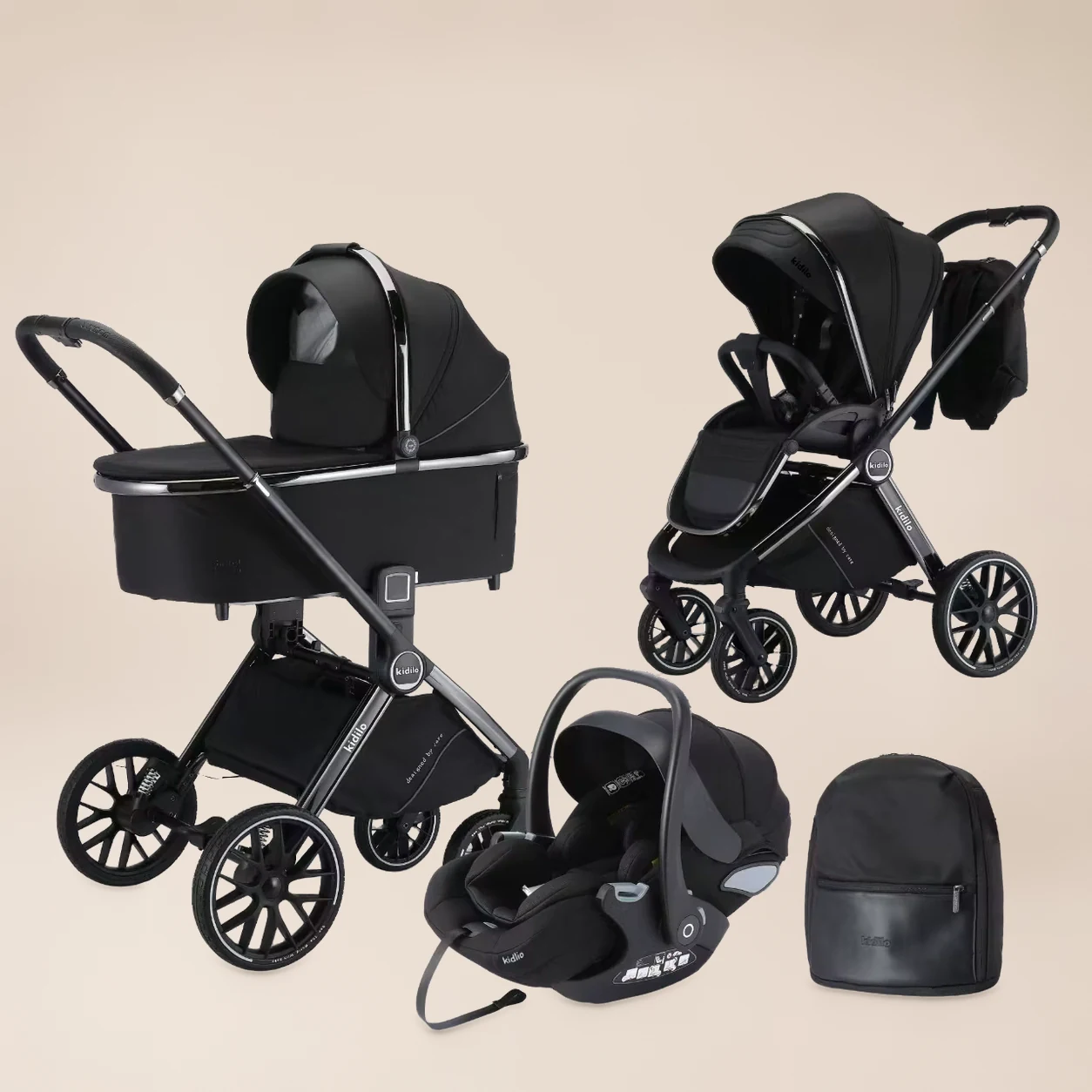 Kinderwagen 3-in-1 Compleet - Combi Kinderwagen met Autostoel, Reiswieg en Luiertas - afbeelding 1