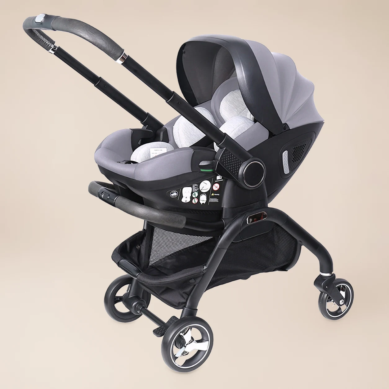 Kinderwagen Travel System 2-in-1 - Autostoel met Onderstel en Boodschappenmand 2