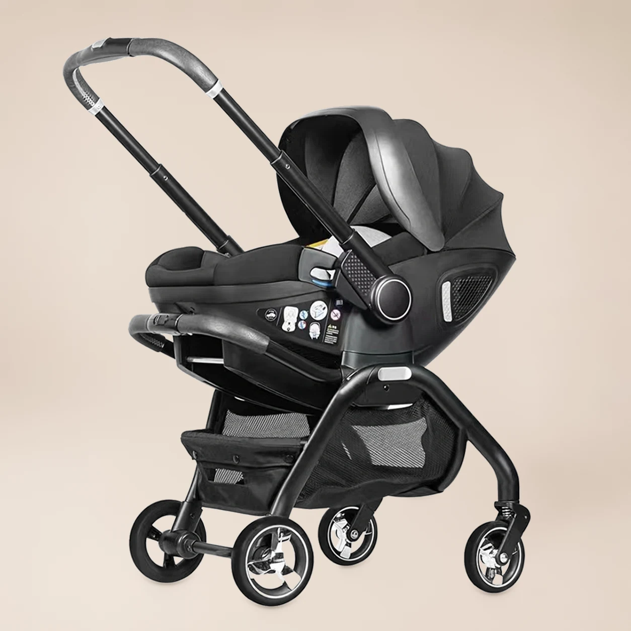 Kinderwagen Travel System 2-in-1 - Autostoel met Onderstel en Boodschappenmand