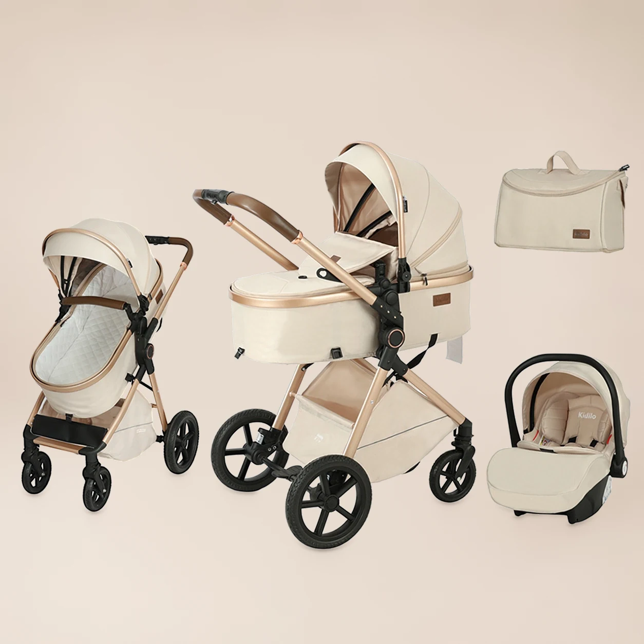 Combi Kinderwagen 3-in-1 Luxe - met Autostoel, Reiswieg en Reistas 2