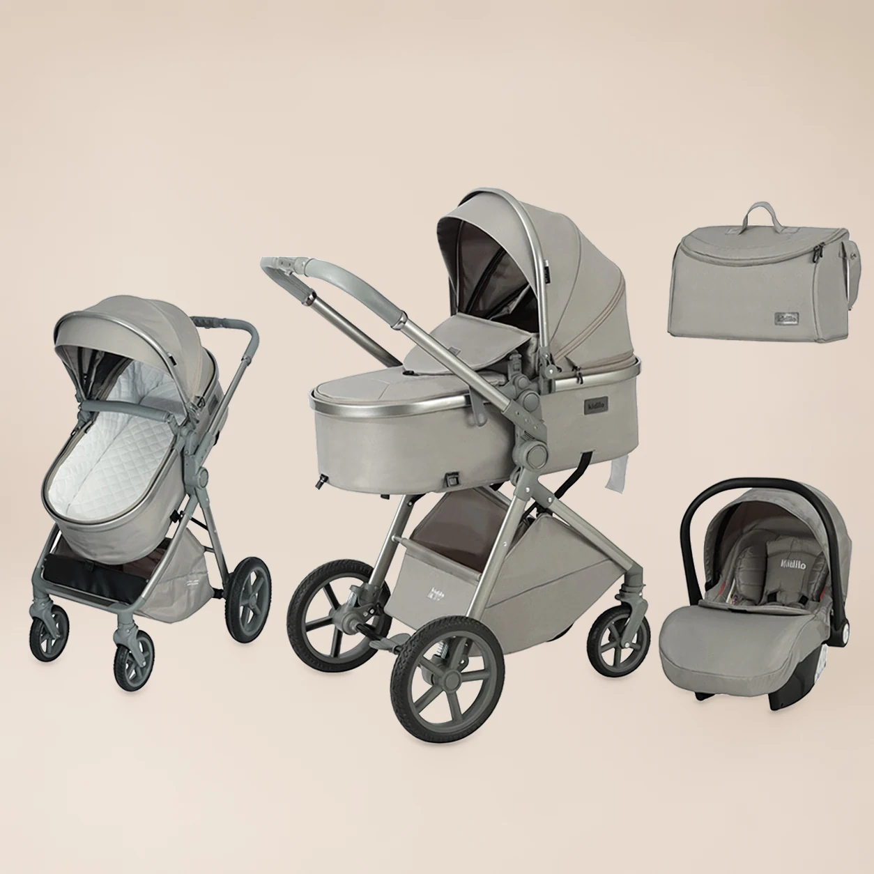 Combi Kinderwagen 3-in-1 Luxe - met Autostoel, Reiswieg en Reistas