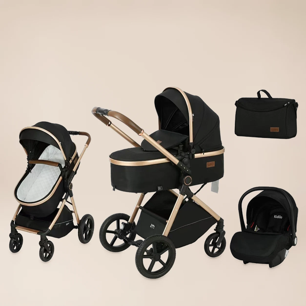 Combi Kinderwagen 3-in-1 Luxe - met Autostoel, Reiswieg en Reistas 4